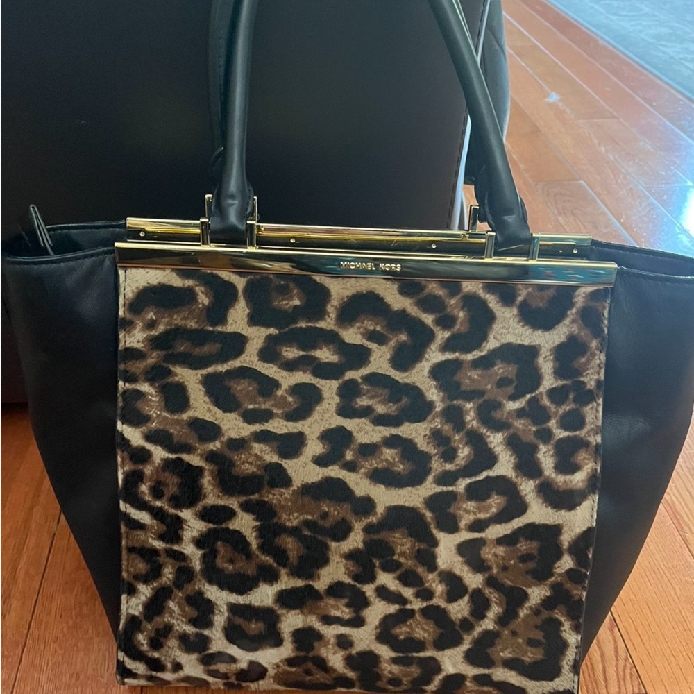 Michael Kors Leopard and Black Tote